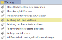 screenshot vom Funktionsordner "Wartung" für die Funktion "Leistung auf Haus verteilen".